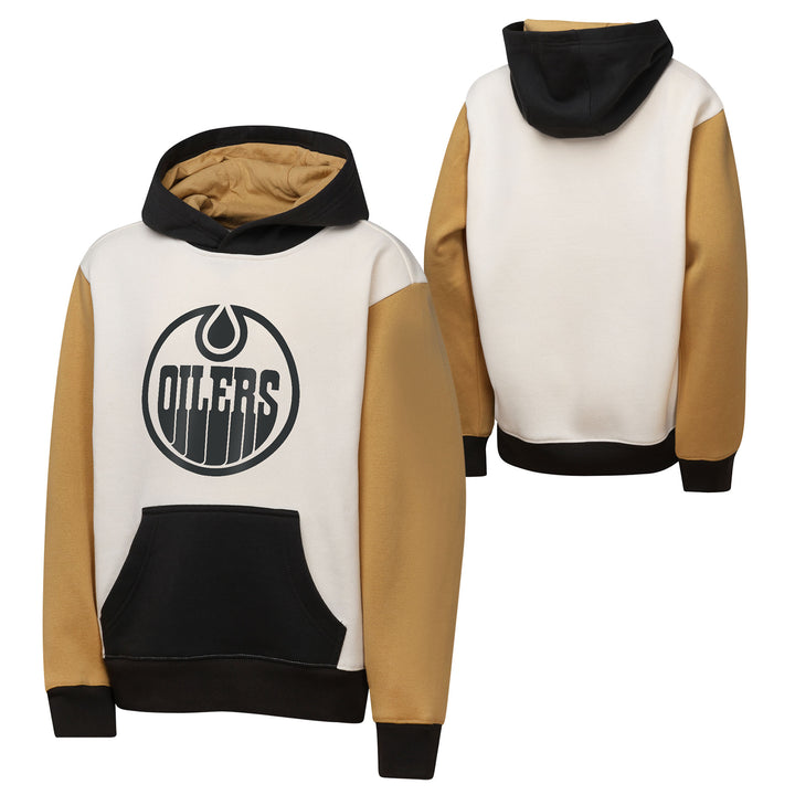 Edmonton Oilers Youth Classic Pass Fleece Cream Hoodie