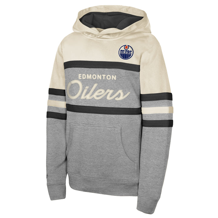 Edmonton Oilers Youth Mitchell & Ness Grey Head Coach Hoodie