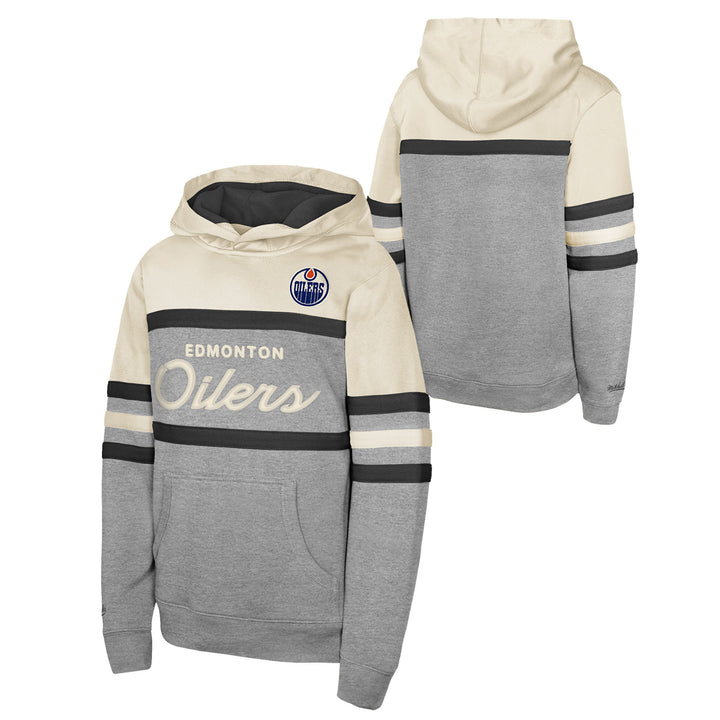 Edmonton Oilers Youth Mitchell & Ness Grey Head Coach Hoodie