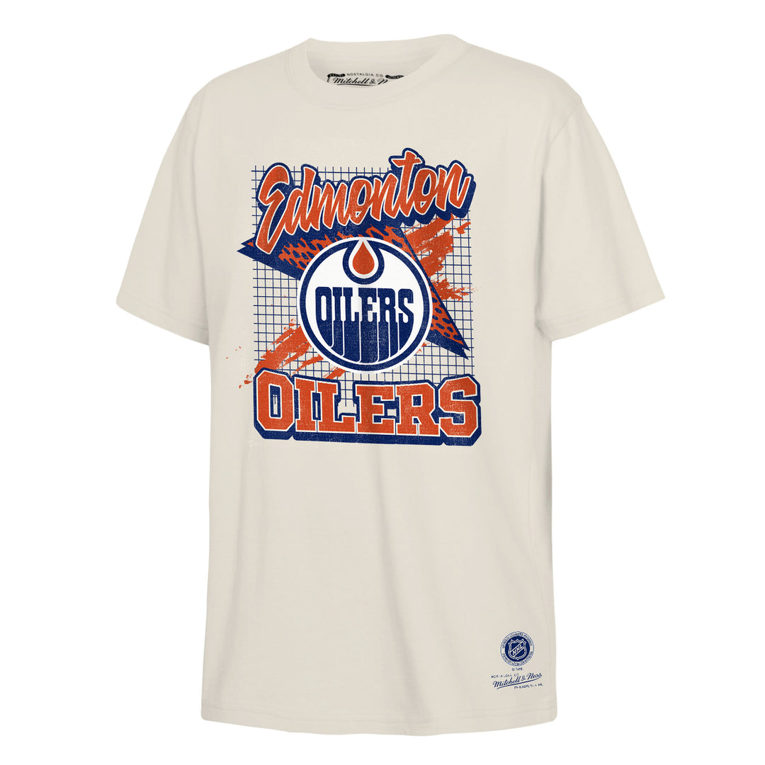 Edmonton Oilers Youth Mitchell & Ness Retro Wizard Cream T-Shirt