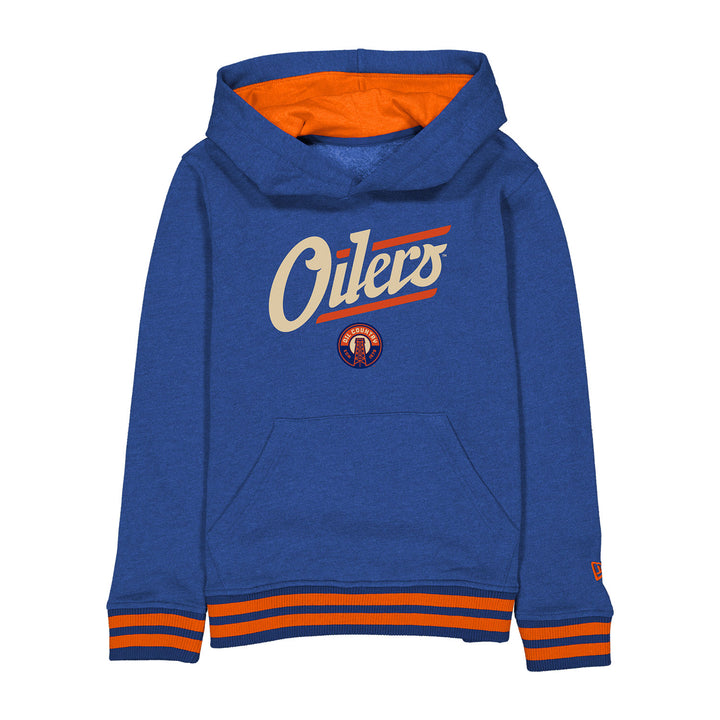 Edmonton Oilers Youth New Era Alternate Logo Blue Hoodie