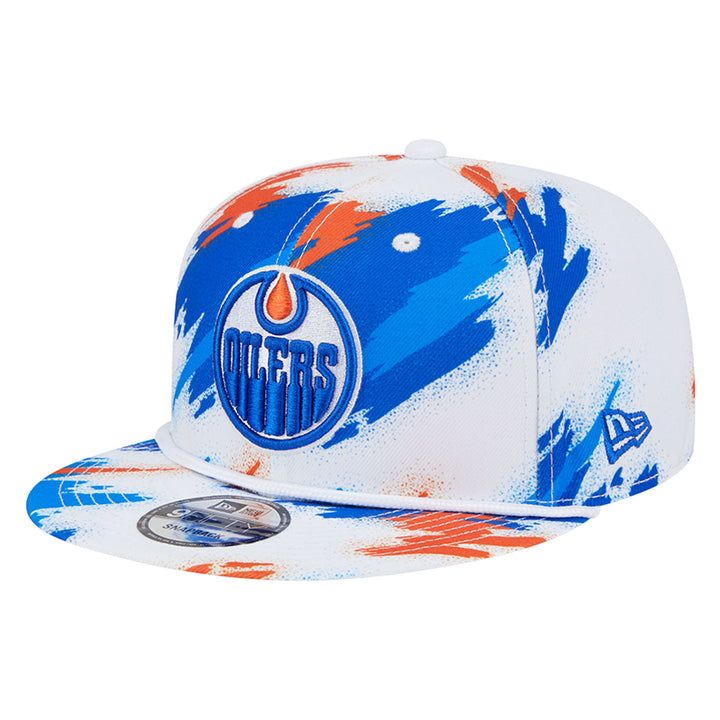 Edmonton Oilers Youth New Era White & Blue Paint 9FIFTY Snapback Hat