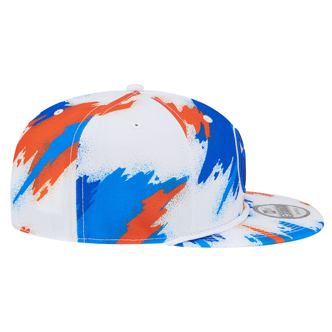 Edmonton Oilers Youth New Era White & Blue Paint 9FIFTY Snapback Hat