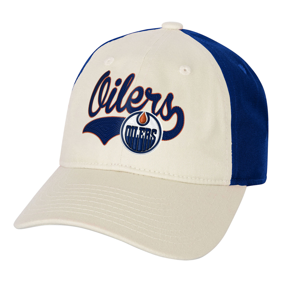Edmonton Oilers Youth Outerstuff Cream & Blue Home Grown Slouch Adjustable Hat
