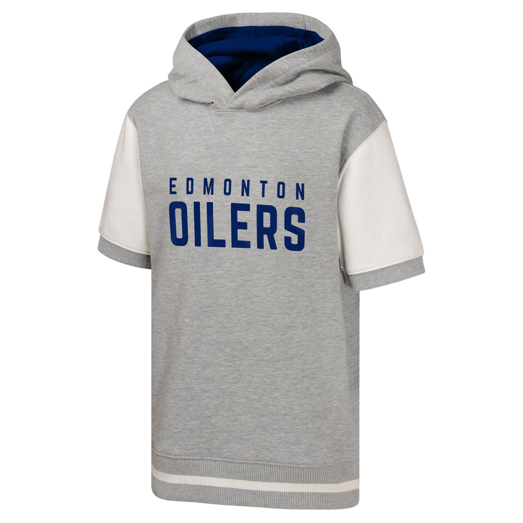 Edmonton Oilers Youth Outerstuff Grey Line Up Short Sleeve Hoodie