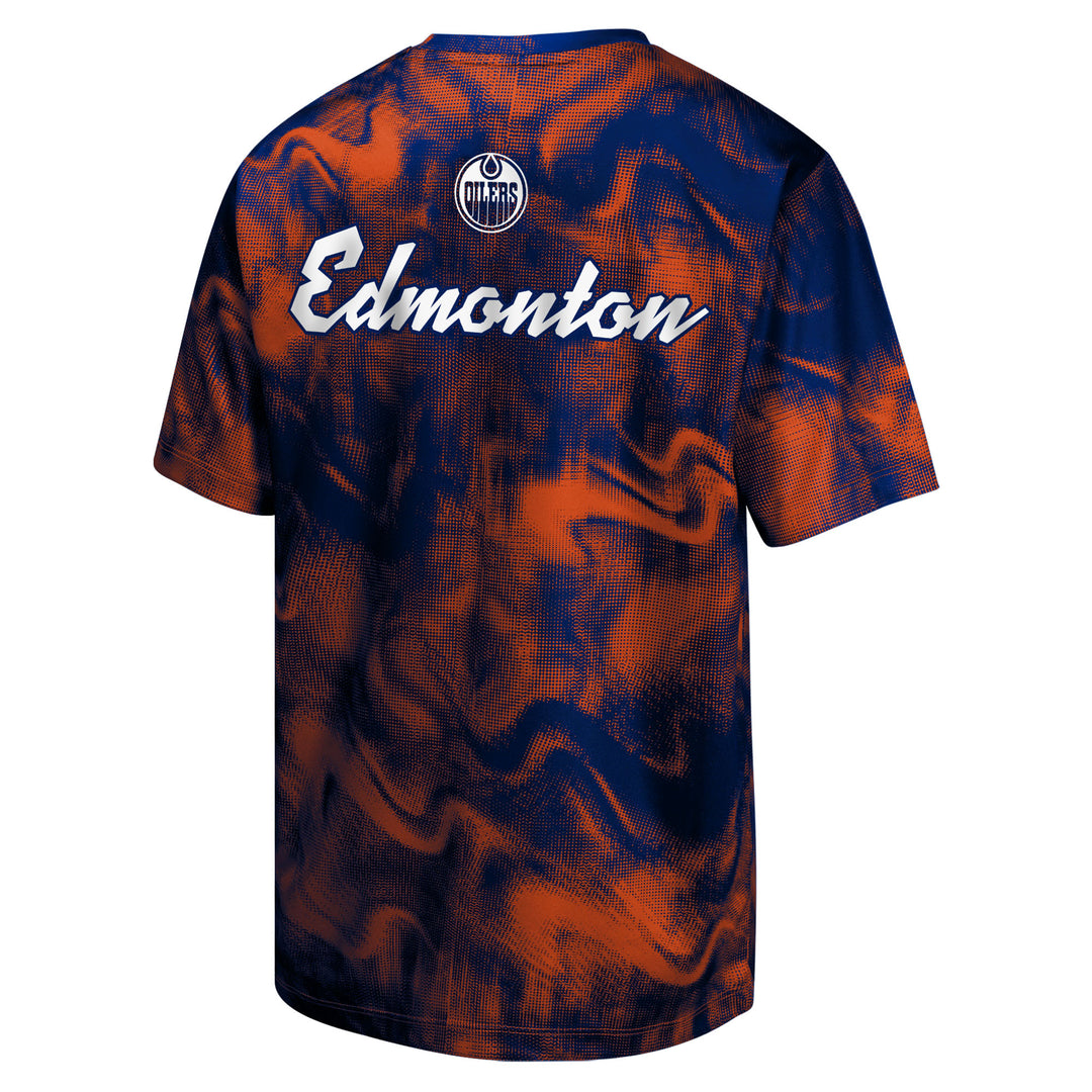 Edmonton Oilers Youth Outerstuff Hands Off Blue & Orange Sublimation Top
