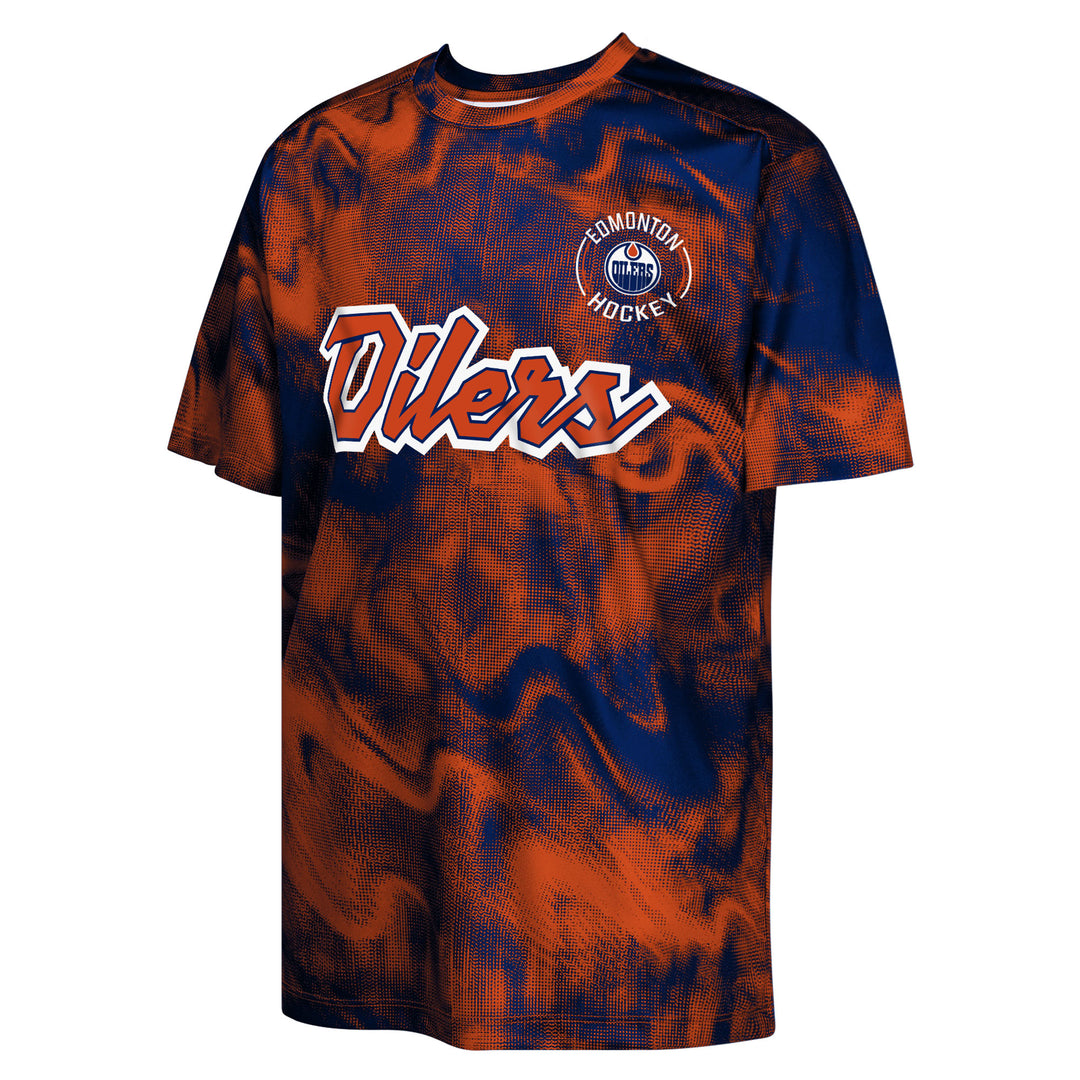 Edmonton Oilers Youth Outerstuff Hands Off Blue & Orange Sublimation Top