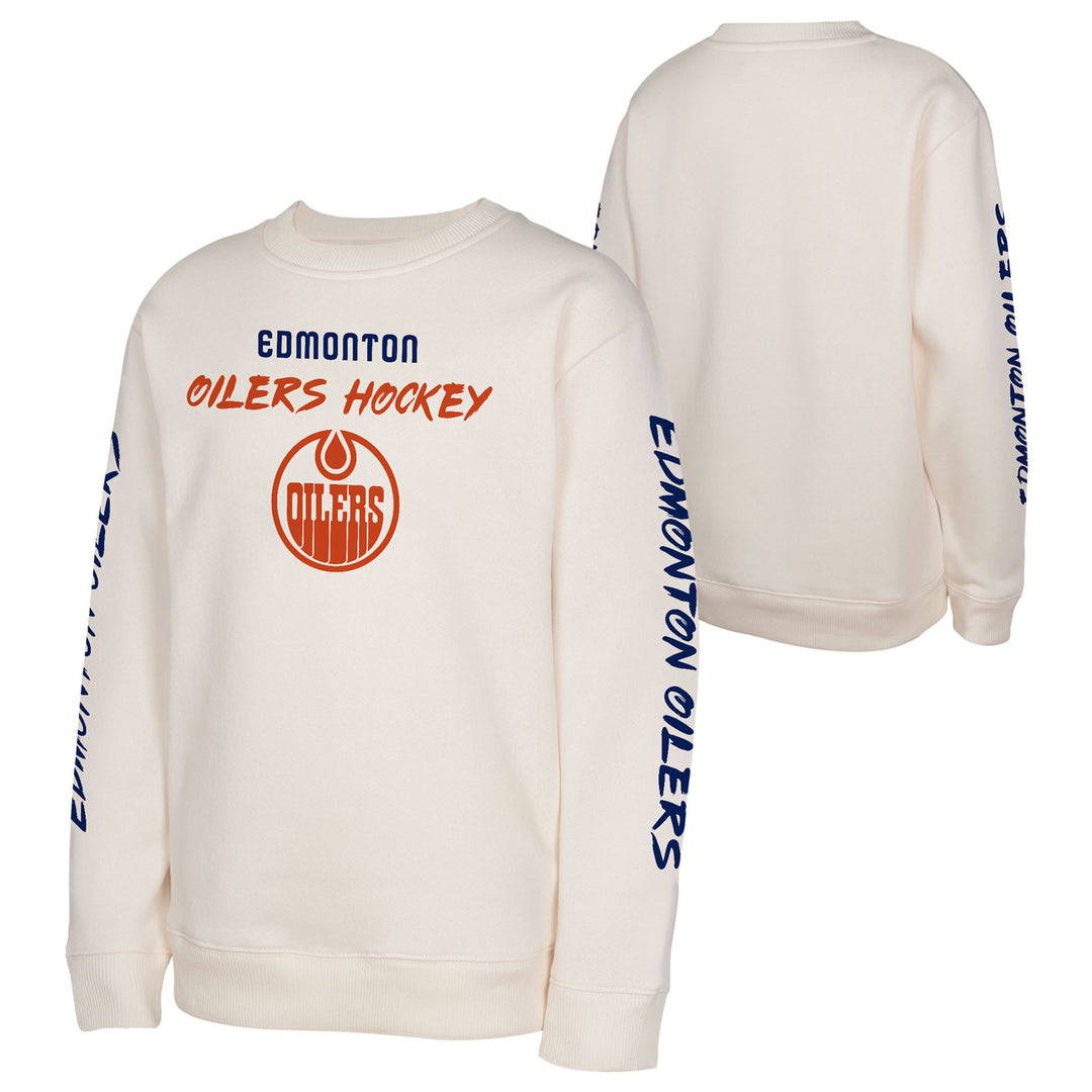 Edmonton Oilers Youth Outerstuff Star Power Cream Crewneck Sweatshirt