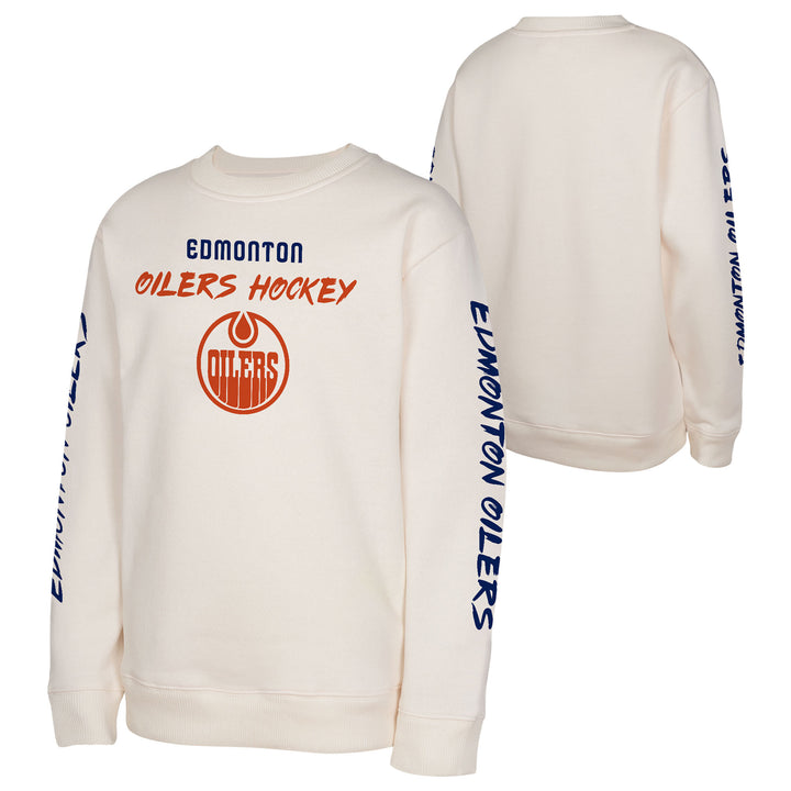Edmonton Oilers Youth Outerstuff Star Power Cream Crewneck Sweatshirt
