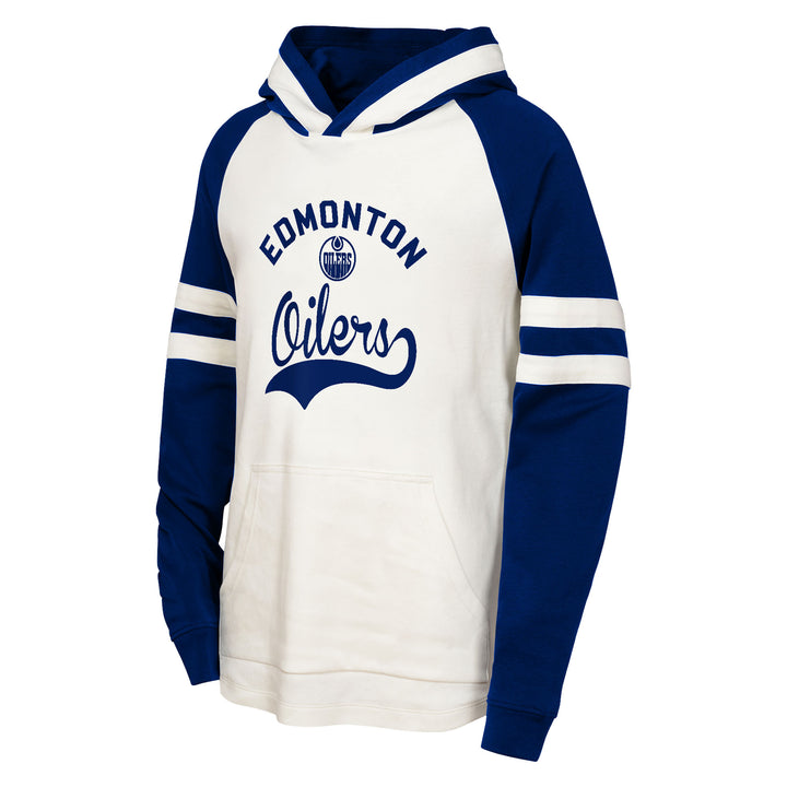 Edmonton Oilers Youth Outerstuff Cream & Blue First Half Hoodie