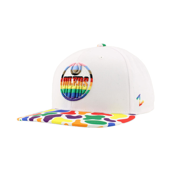 Edmonton Oilers Zephyr Pride White Snapback Hat