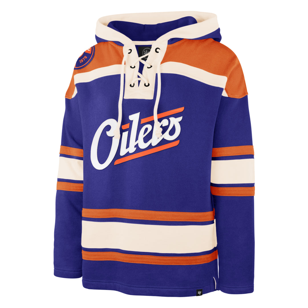 Edmonton Oilers '47 Alternate Logo Blue Lacer Hoodie