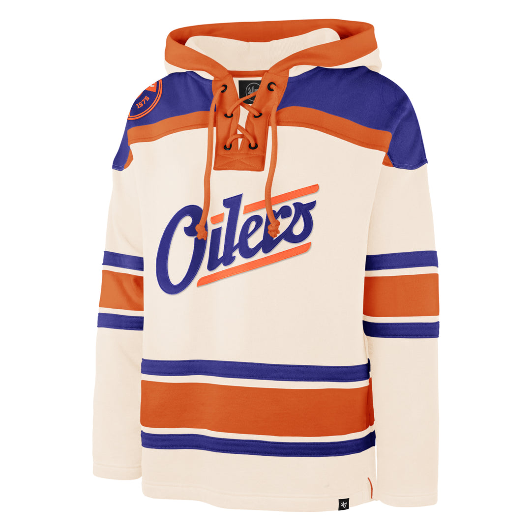 Edmonton Oilers '47 Alternate Logo Cream Lacer Hoodie