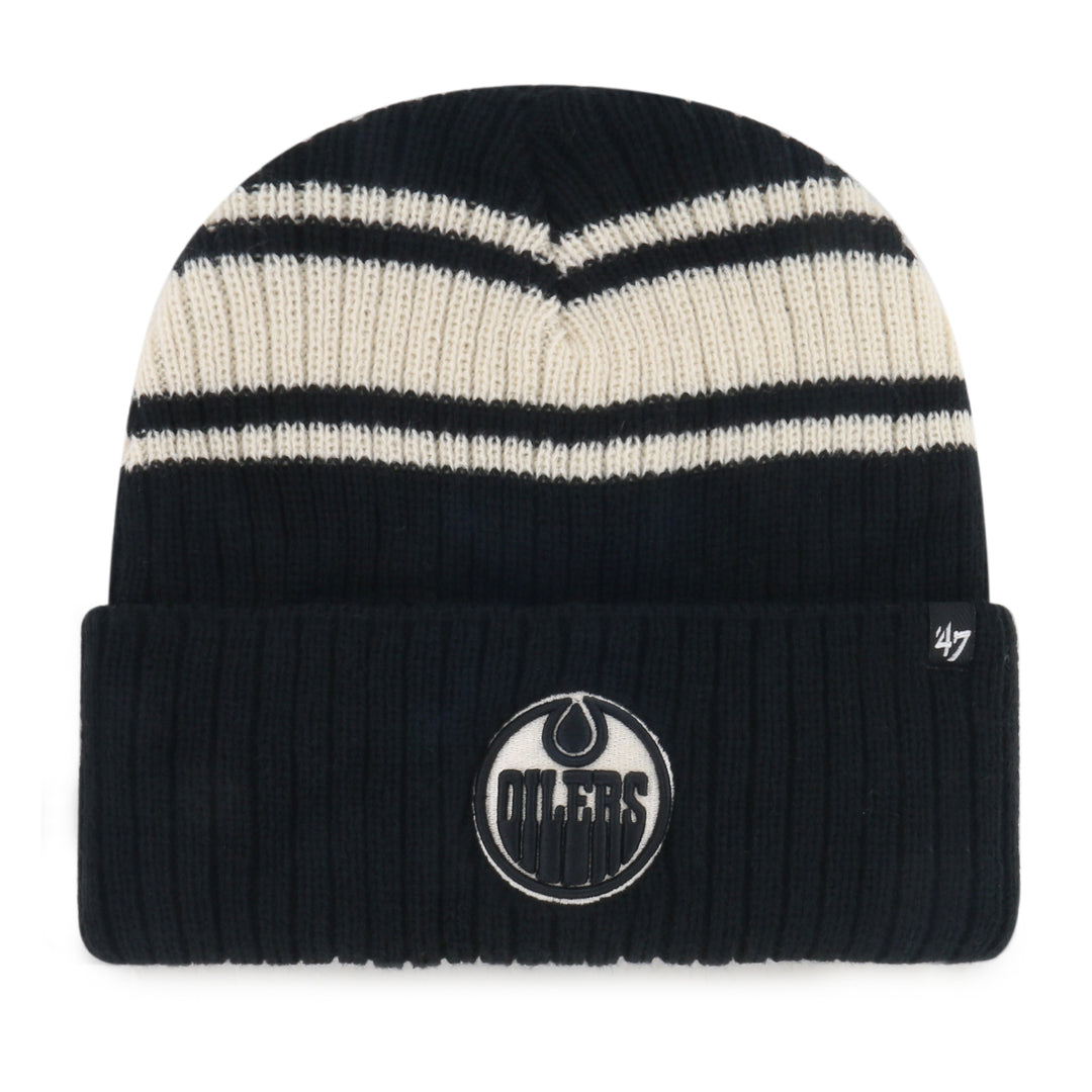 Edmonton Oilers '47 Black Harbor Stripe Cuffed Knit Toque