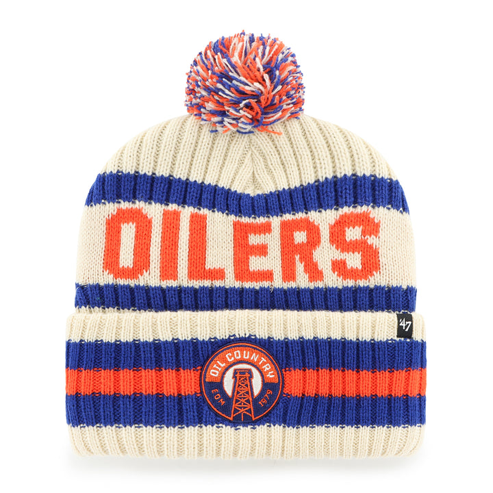 Edmonton Oilers '47 Cream Bering Alternate Logo Cuffed Knit Toque w/Pom