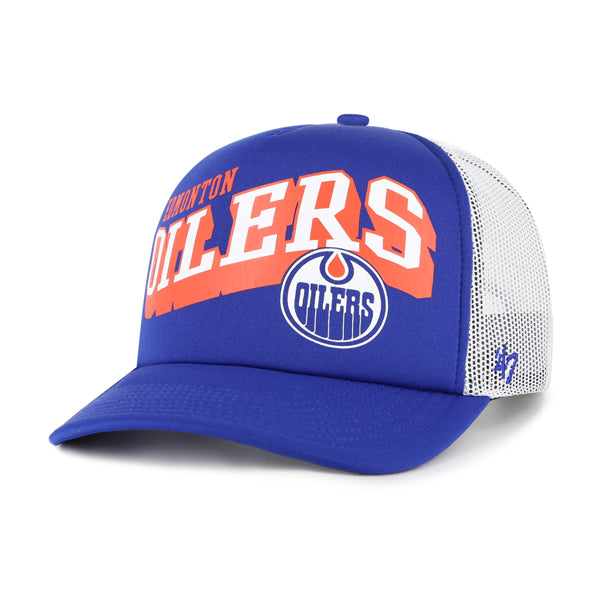 Edmonton Oilers '47 Royal Meander Graphic Foam Trucker Snapback Hat