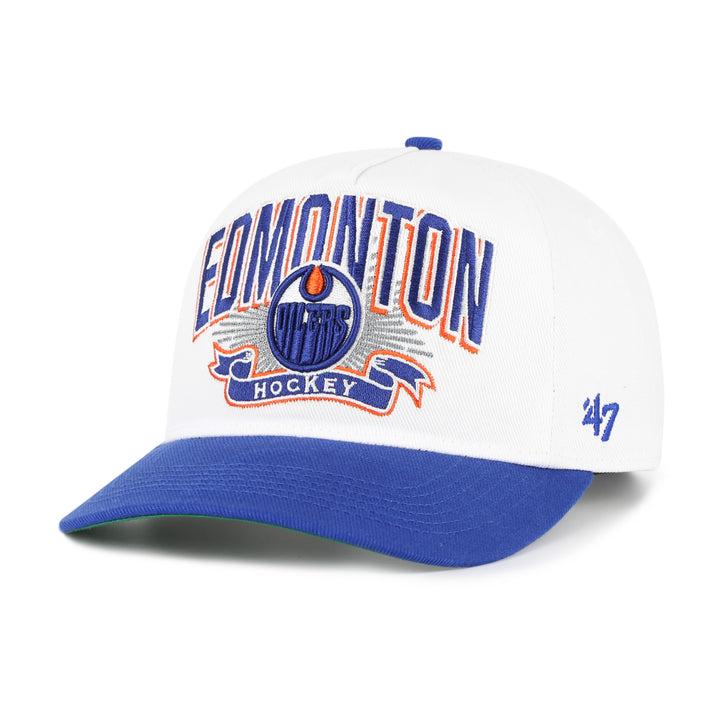 Edmonton Oilers '47 White & Royal Prime Play Hitch Snapback Hat