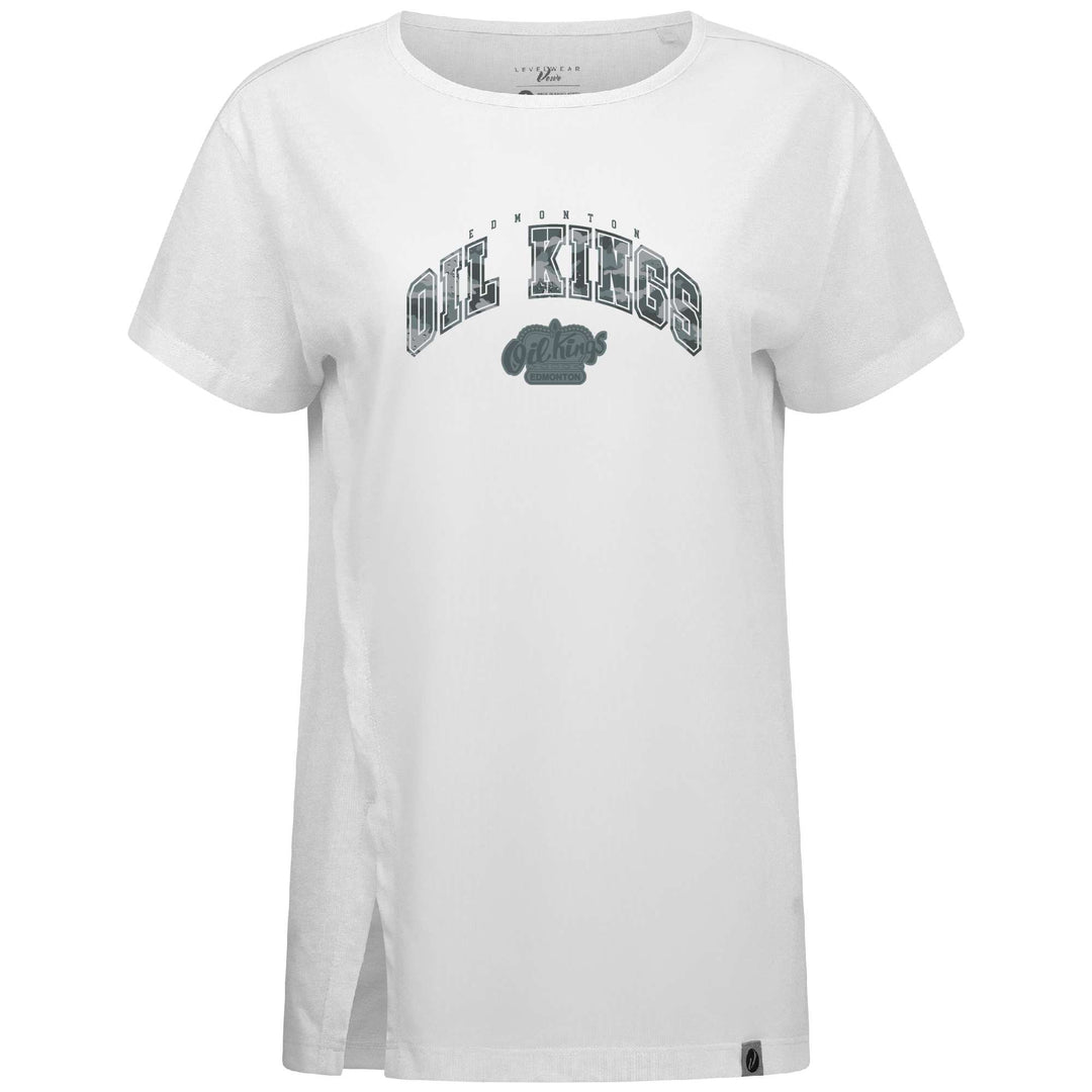 Edmonton Oil Kings Women's Levelwear Winter Camo White Influx T-Shirt
