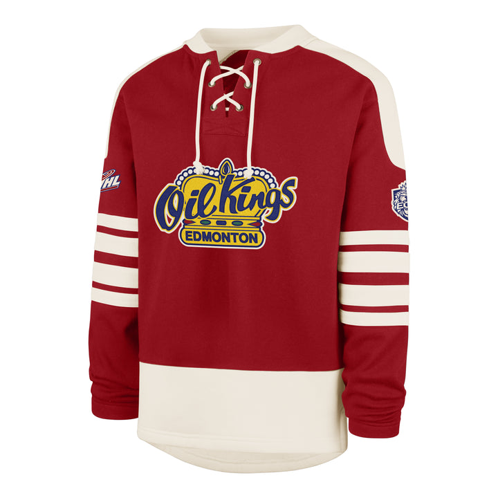 Edmonton Oil Kings '47 Red Golden Age Eternal Lacer Crewneck Sweatshirt