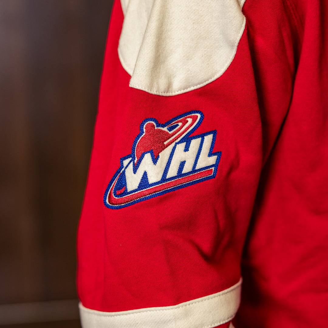 Edmonton Oil Kings '47 Red Golden Age Eternal Lacer Crewneck Sweatshirt