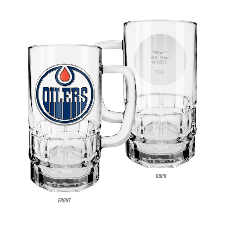Edmonton Oilers 18 oz Medallion Beer Stein Glass Mug