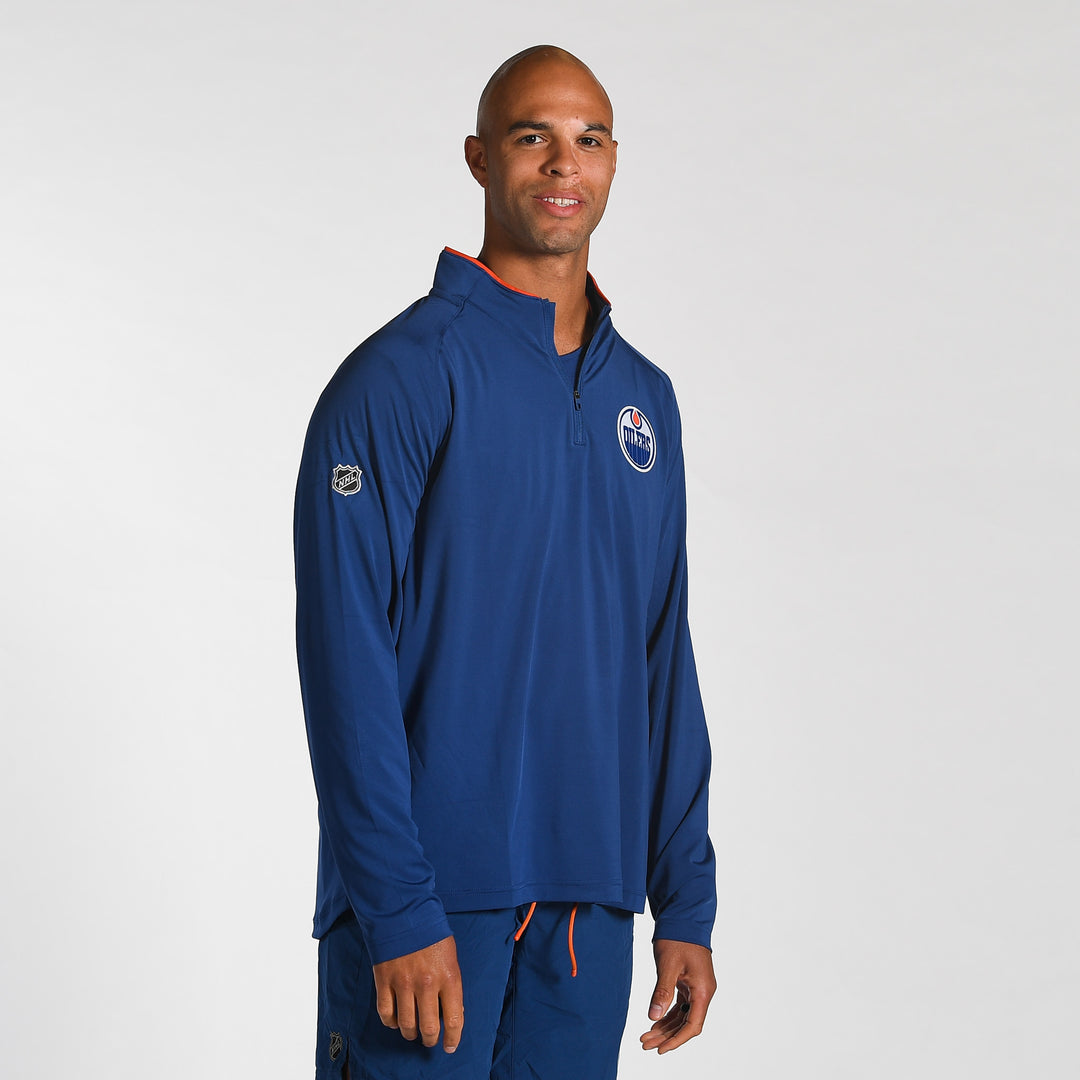 Edmonton Oilers 2025-26 Fanatics Authentic Pro Blue Rink Half-Zip Sweatshirt