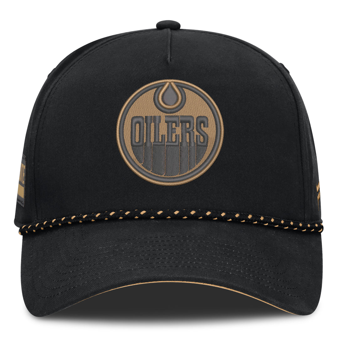 Edmonton Oilers 2025-26 Fanatics Black Authentic Pro Military Appreciation Night Snapback Hat