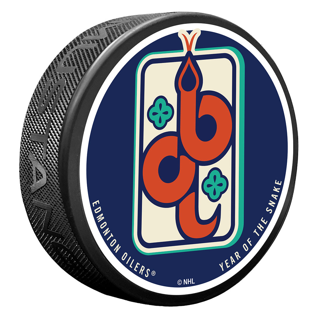 Edmonton Oilers 2025 Lunar New Year "Year of the Snake" Textured Shoulder Patch Logo Puck