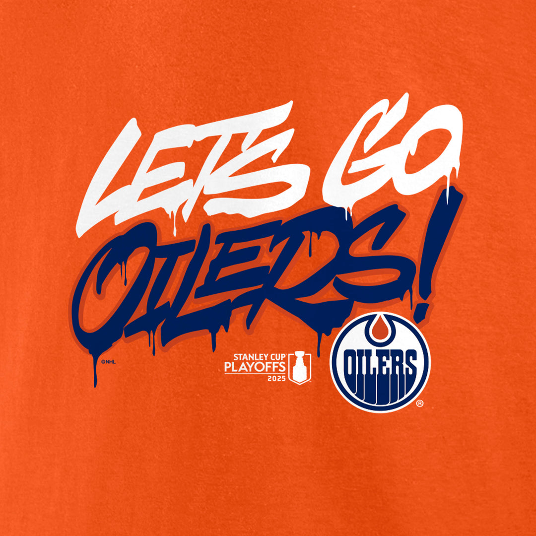 Edmonton Oilers 2025 Stanley Cup Playoffs Orange "Let's Go Oilers" Slogan T-Shirt
