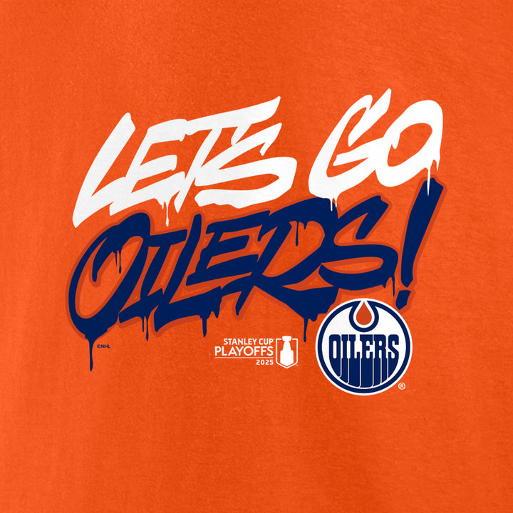 Edmonton Oilers 2025 Stanley Cup Playoffs Orange "Let's Go Oilers" Slogan T-Shirt
