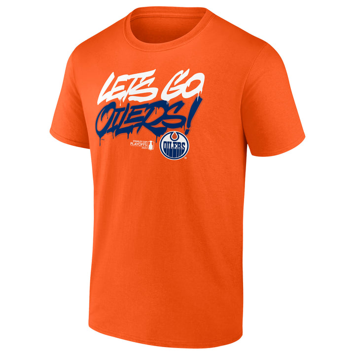 Edmonton Oilers 2025 Stanley Cup Playoffs Orange "Let's Go Oilers" Slogan T-Shirt