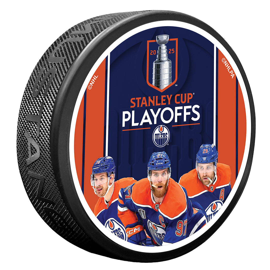 Edmonton Oilers 2025 Stanley Cup Playoffs McDavid/Draisaitl/Hyman Player Trio Puck