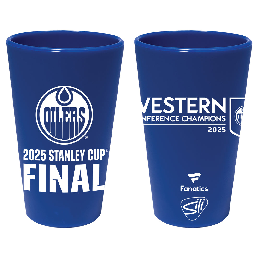 Edmonton Oilers 2025 Stanley Cup Playoffs Western Conference Champs 16 oz. Silicone Pint Glass