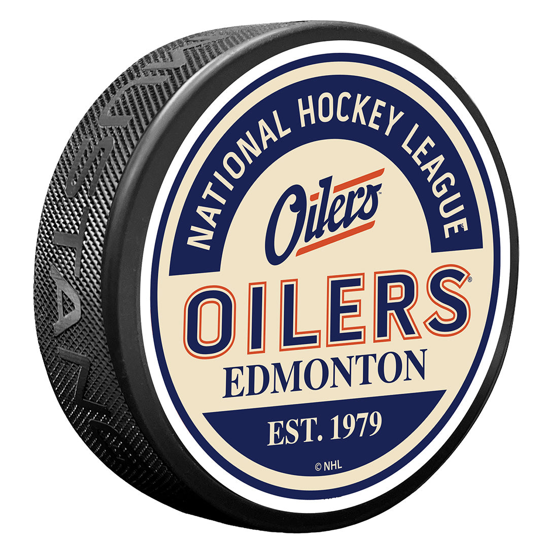Edmonton Oilers Block Alternate Logo Puck
