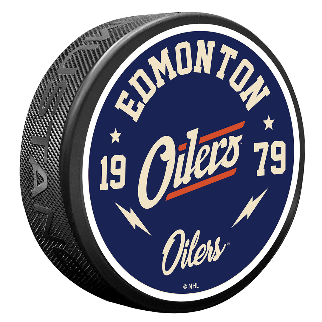 Edmonton Oilers Bolt Alternate Logo Puck