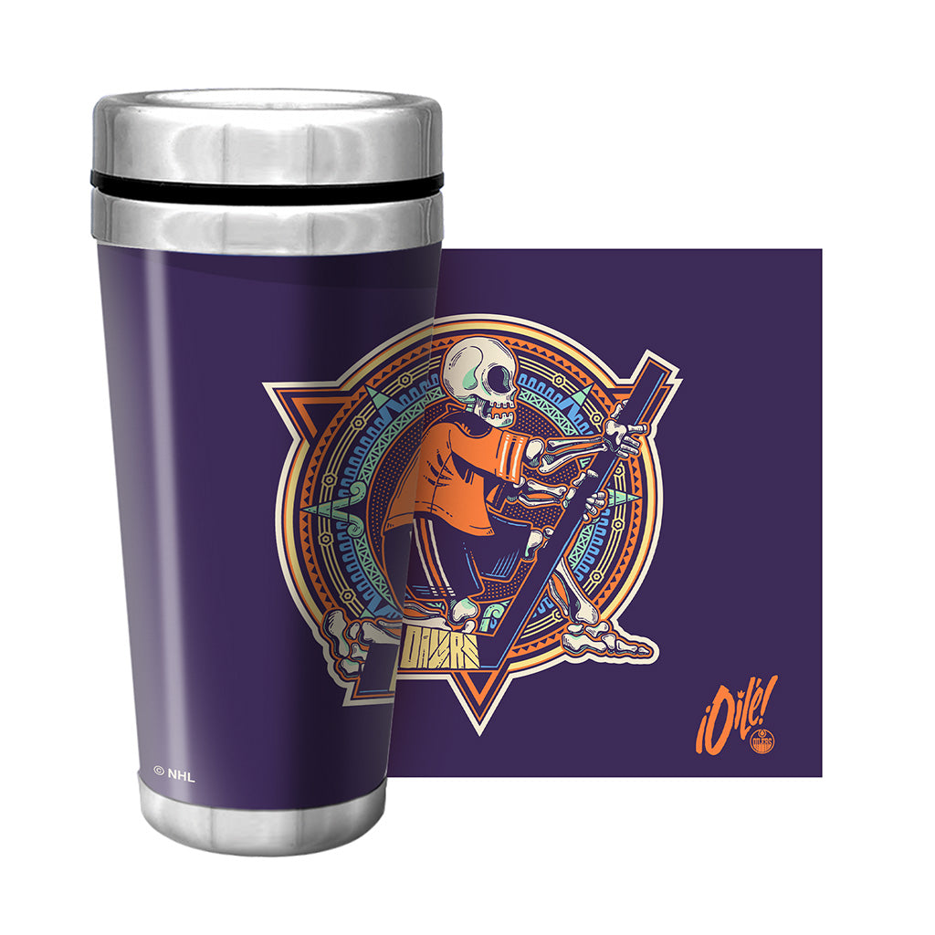 Edmonton Oilers Dia de los Muertos (Day of the Dead) 16 oz Travel Mug
