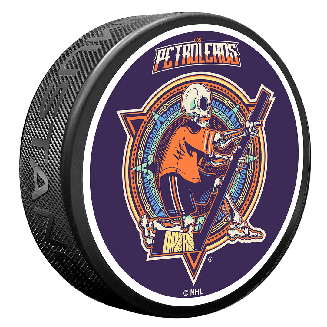 Edmonton Oilers Dia de los Muertos (Day of the Dead) "Los Petroleros" Textured Puck