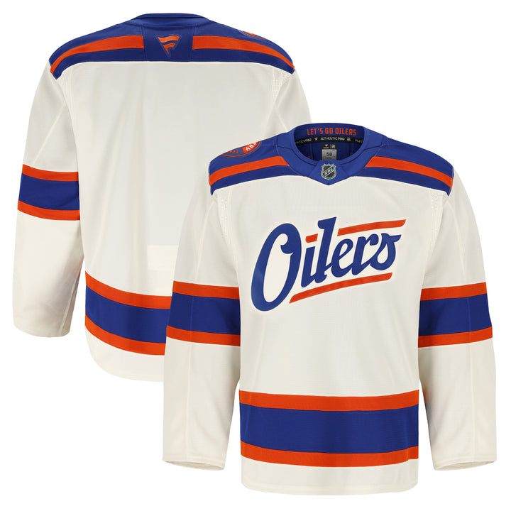 Edmonton Oilers Fanatics Blank Authentic Pro On Ice Cream Alternate Jersey