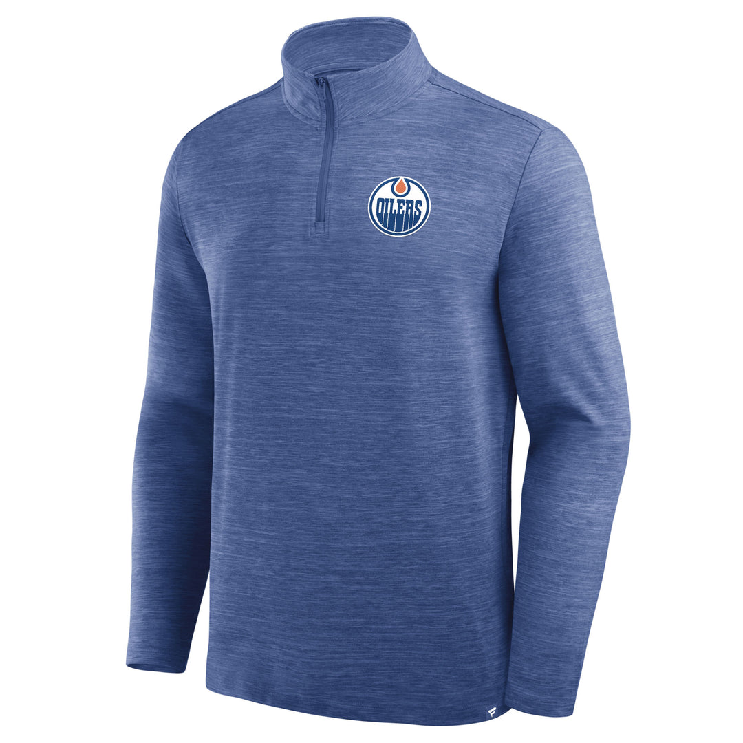 Edmonton Oilers Fanatics Blue Clutch Poly Half-Zip Sweatshirt