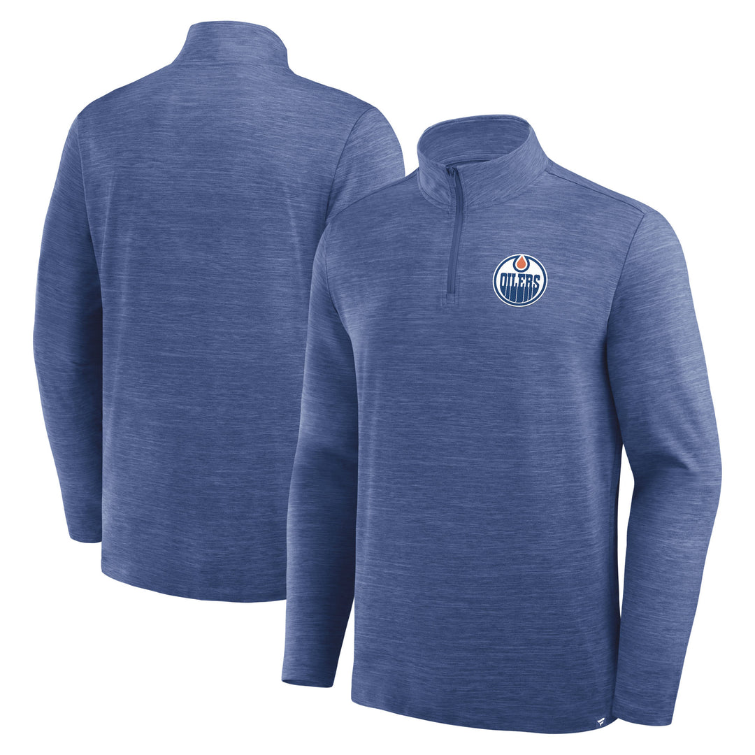 Edmonton Oilers Fanatics Blue Clutch Poly Half-Zip Sweatshirt