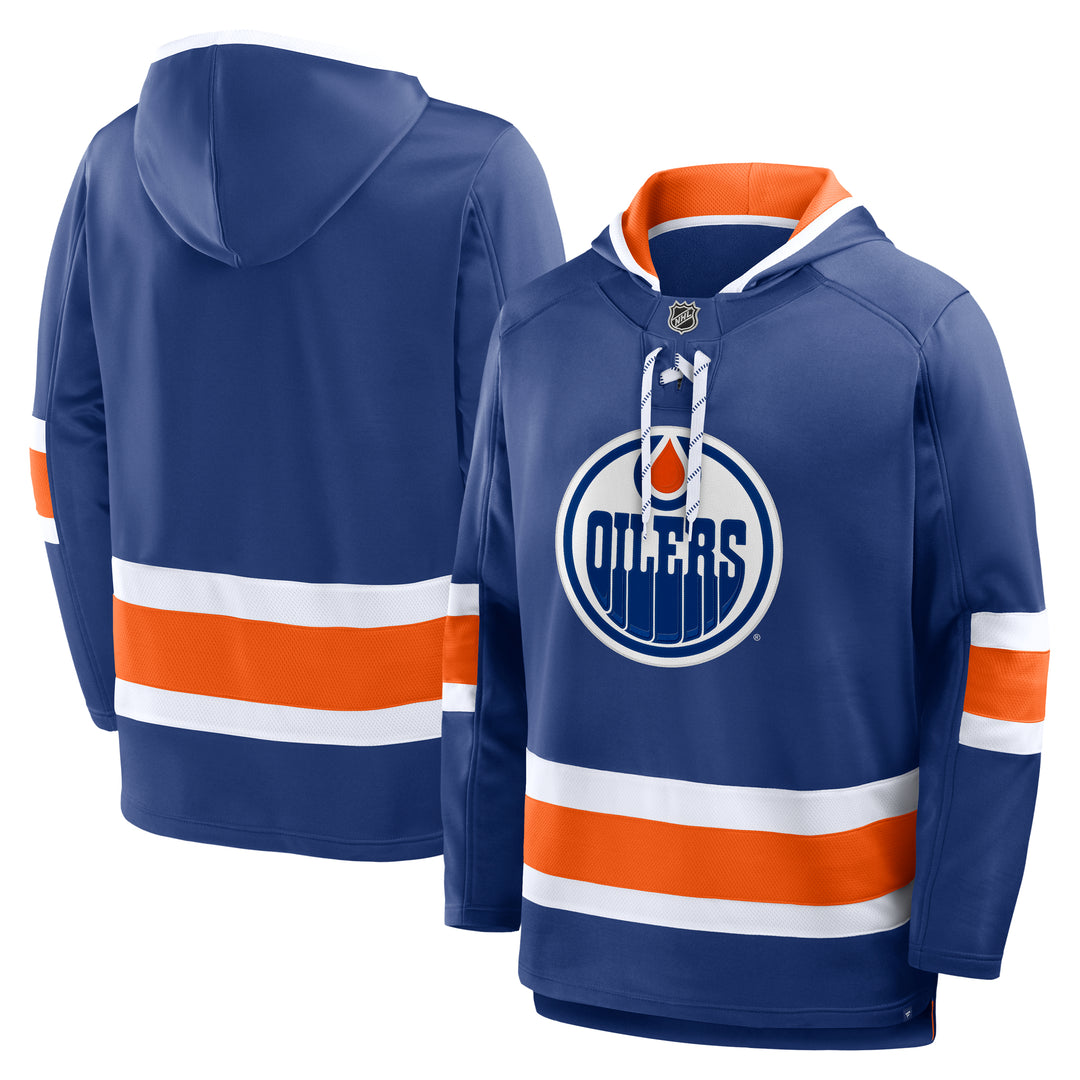 Edmonton Oilers Fanatics Blue Fleece Lace-Up Hoodie