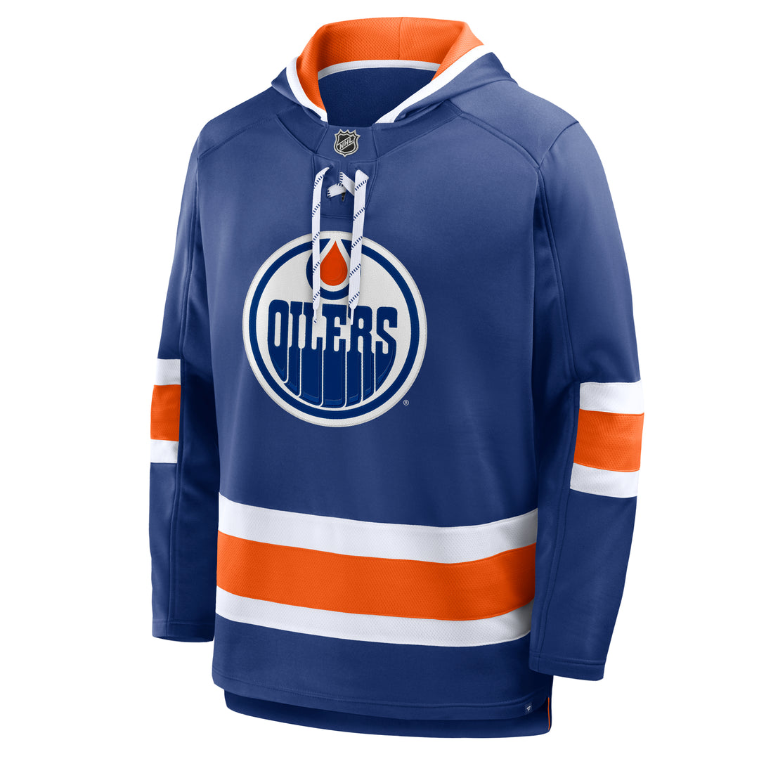 Edmonton Oilers Fanatics Blue Fleece Lace-Up Hoodie