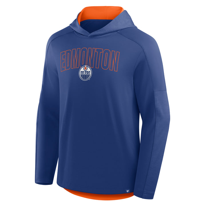 Edmonton Oilers Fanatics Blue Poly Hooded Long Sleeve Shirt