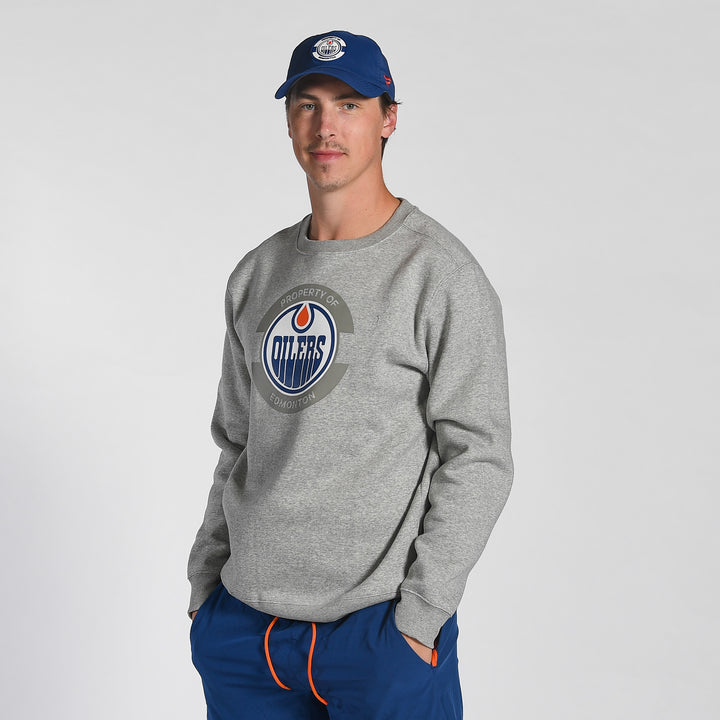 Edmonton Oilers Fanatics Cotton Fleece Grey Crewneck Sweatshirt