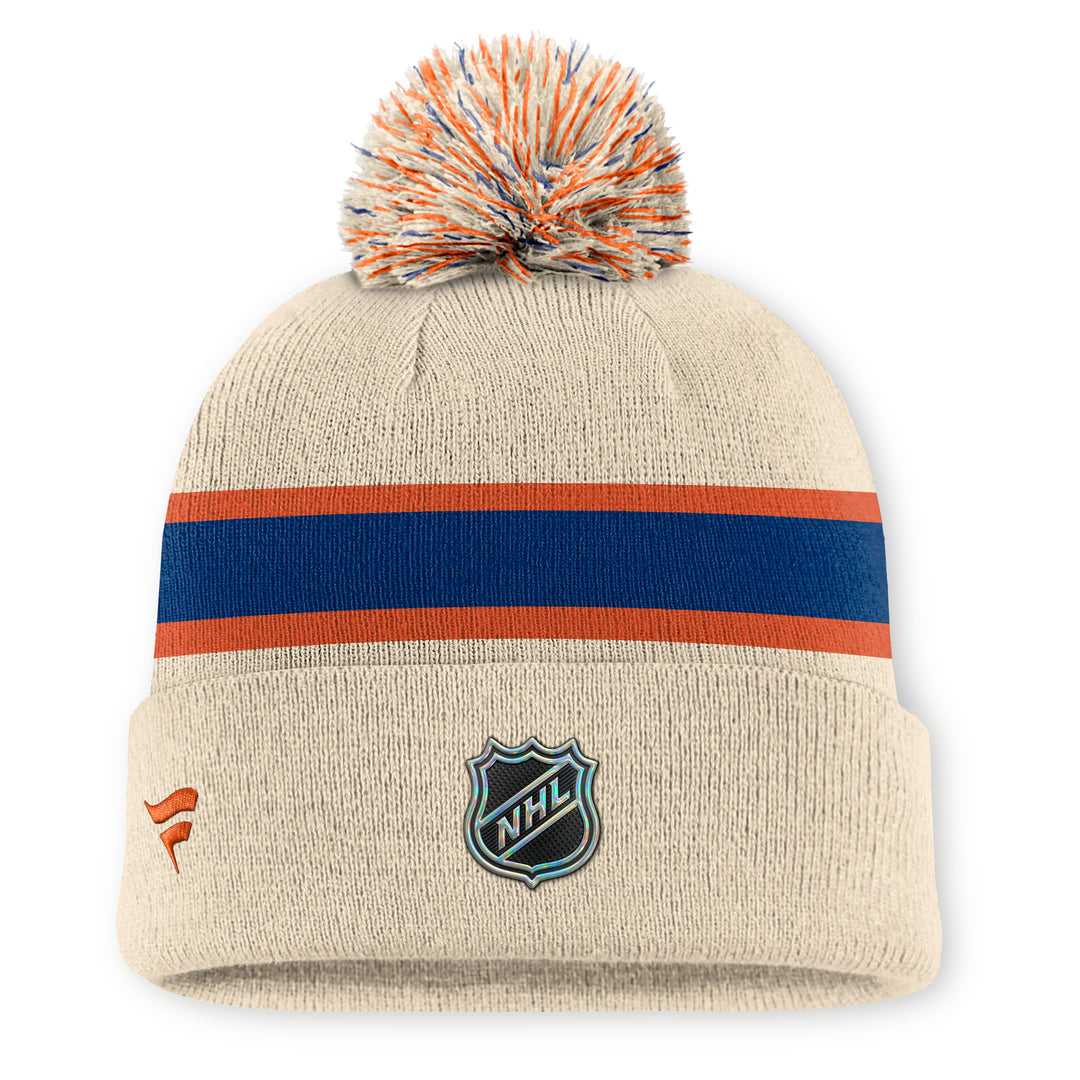 Edmonton Oilers Fanatics Cream Alternate Cuffed Toque w/Pom