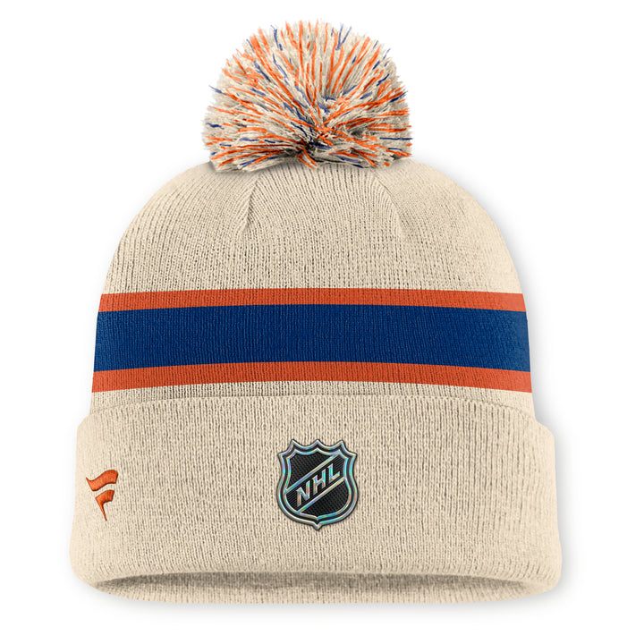 Edmonton Oilers Fanatics Cream Alternate Cuffed Toque w/Pom