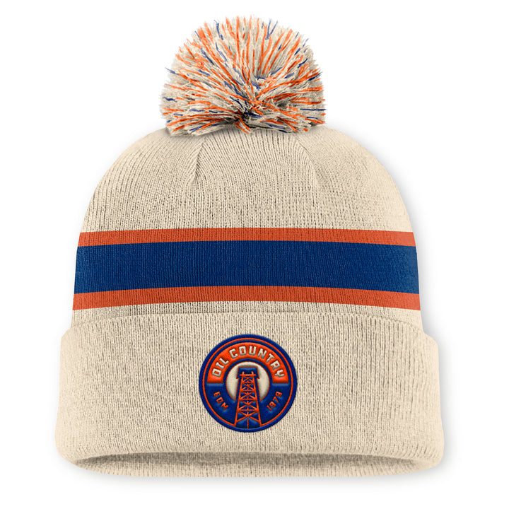 Edmonton Oilers Fanatics Cream Alternate Cuffed Toque w/Pom