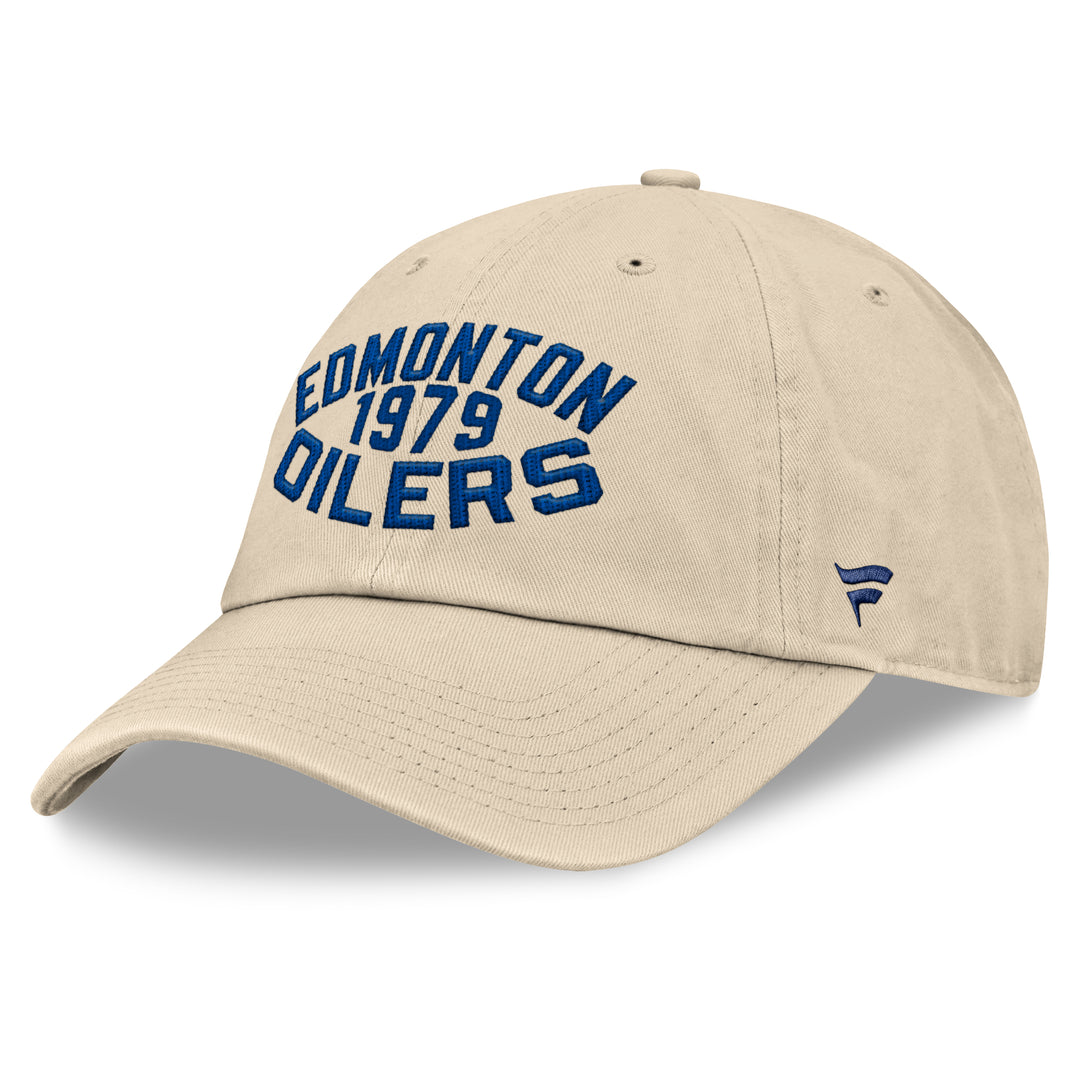 Edmonton Oilers Fanatics Cream Archer Alternate Logo Adjustable Hat