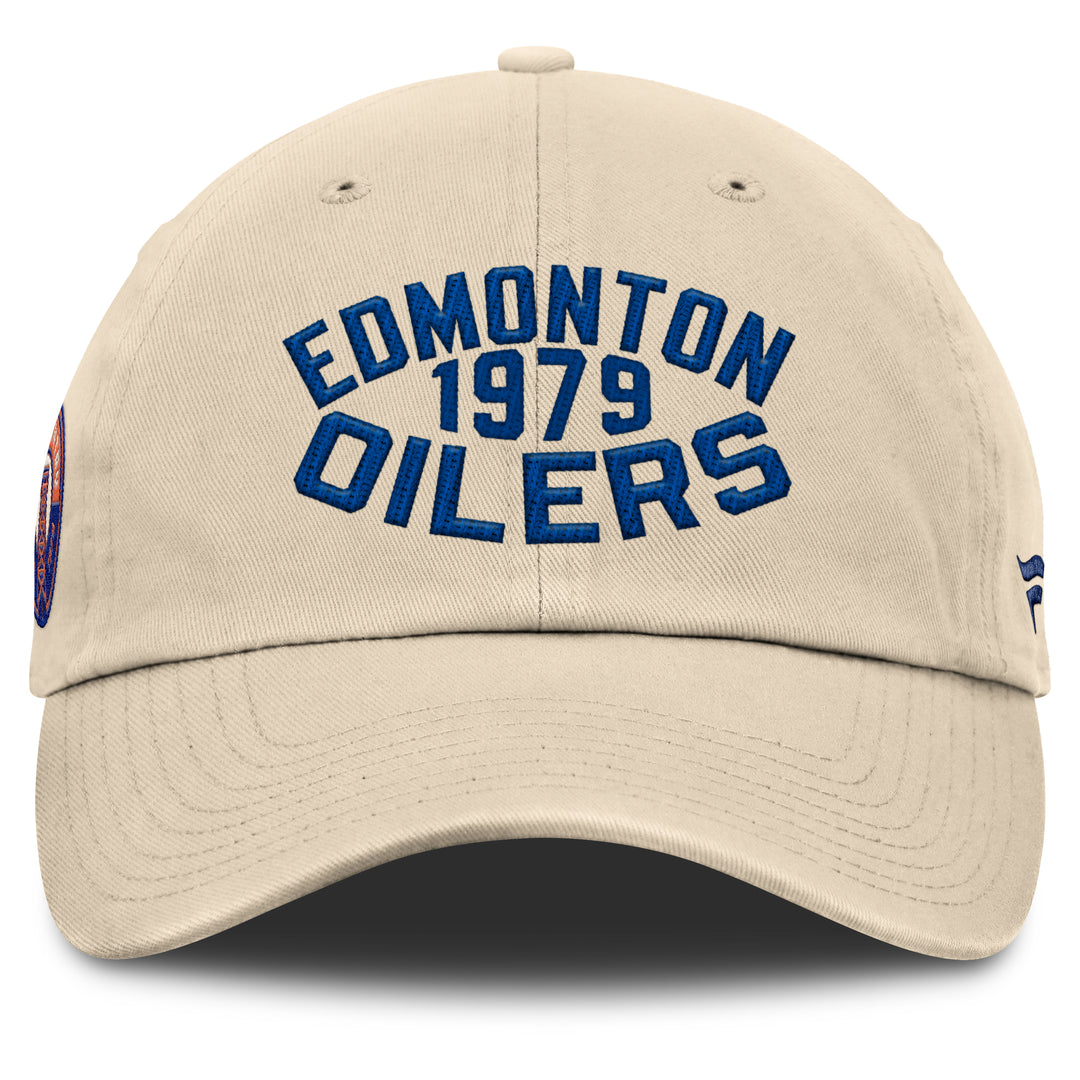 Edmonton Oilers Fanatics Cream Archer Alternate Logo Adjustable Hat