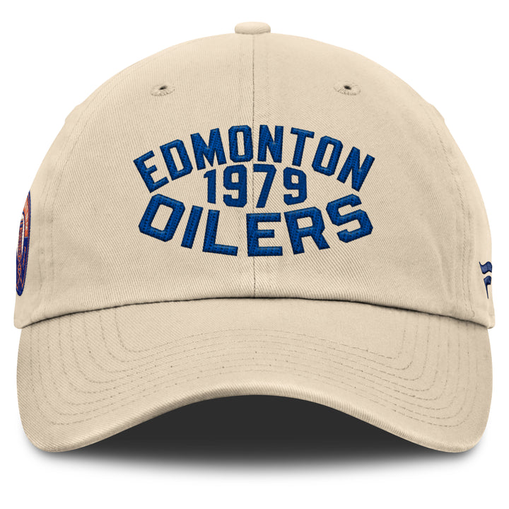 Edmonton Oilers Fanatics Cream Archer Alternate Logo Adjustable Hat